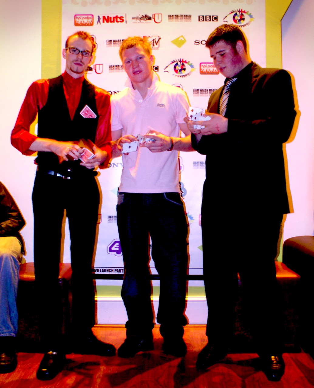Street Magician Liam Walsh performing close up magic at DVD Launch Party in Brighton